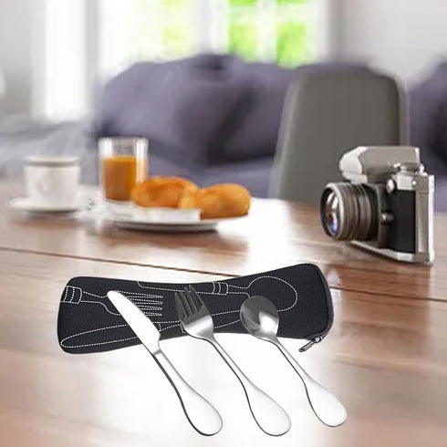 8 PCS Bariatric Plates for Portion Control, Silverware Serving Spoons, Forks, Knives with Storage Bags