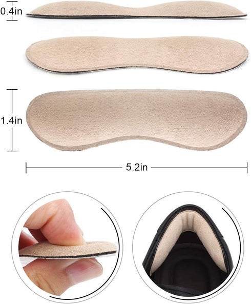 Dr. Foot's Heel Grips Liner Insert for Loose Shoes - Non-Slip Shoe Inserts Preventing Heel Slipping and Rubbing (Beige)