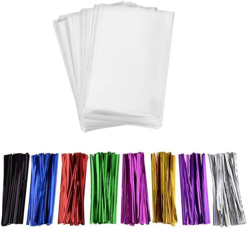 200 Pcs Clear Flat Cello Cellophane Treat Bags, 7 in x 5 in, Good for Bakery, Cookies, Candies