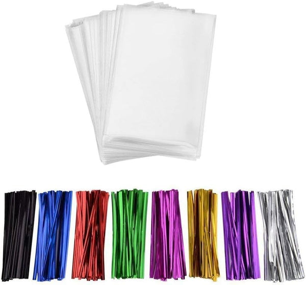 200 Pcs Clear Flat Cello Cellophane Treat Bags, 7 in x 5 in, Good for Bakery, Cookies, Candies