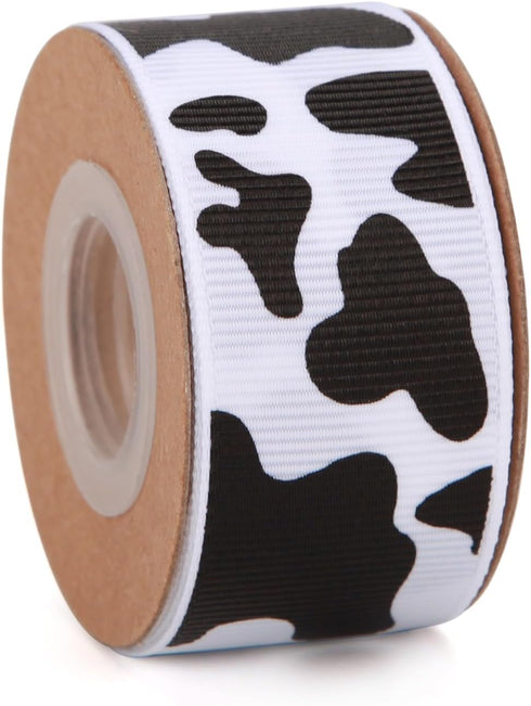 4 Rolls Cow Print Grosgrain Ribbon, 20 Yards Animal Print Ribbons for DIY Crafts, Gift Wrapping, Decoration