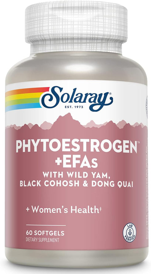 Solaray PhytoEstrogen Plus EFAs Menopause Support | 60ct, 30 Serv. with Wild Yam, Black Cohosh