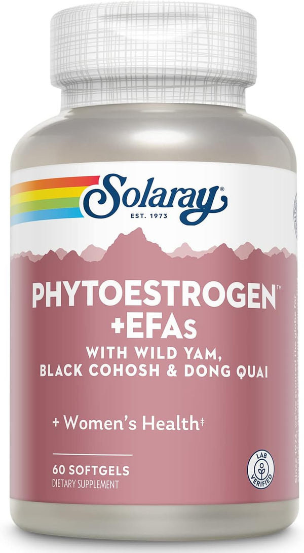 Solaray PhytoEstrogen Plus EFAs Menopause Support | 60ct, 30 Serv. with Wild Yam, Black Cohosh