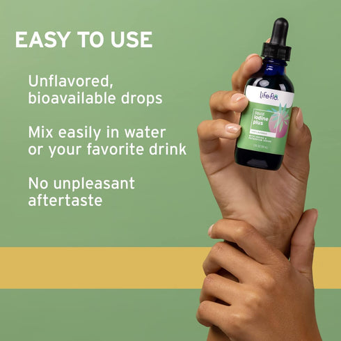 Life-flo Liquid Iodine Plus 150 mcg, Iodine Supplement for Thyroid Support, 2 fl oz, Approx. 450 Servings