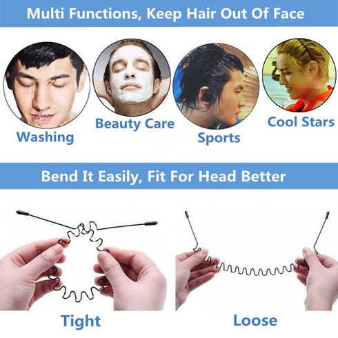 Metal Hair Band, Black Unisex Fashion Headband, Sports Hairband with Non-Slip Wavy Teeth