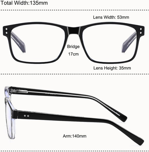 EYECEDAR 4-Pack Reading Glasses for Men, Blue Light Blocking, Adjustable Metal Spring Hinges, 1.50