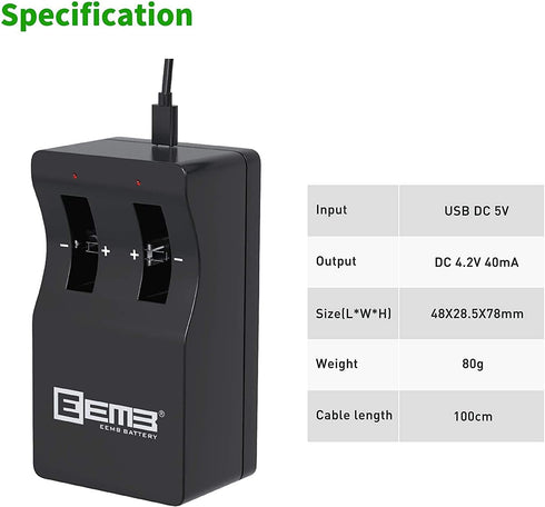 EEMB LIR2450 3.7V 120mAh Lithium-ion Coin Cell Battery Charger with Rechargeable Battery