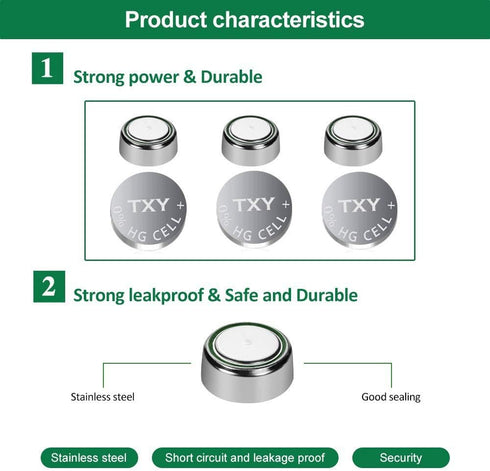 TXY 10pcs/Pack AG13 LR44 357 357A S76E G13 165mAh Cell Battery Long Lasting Alkaline Button Batteries for Watch