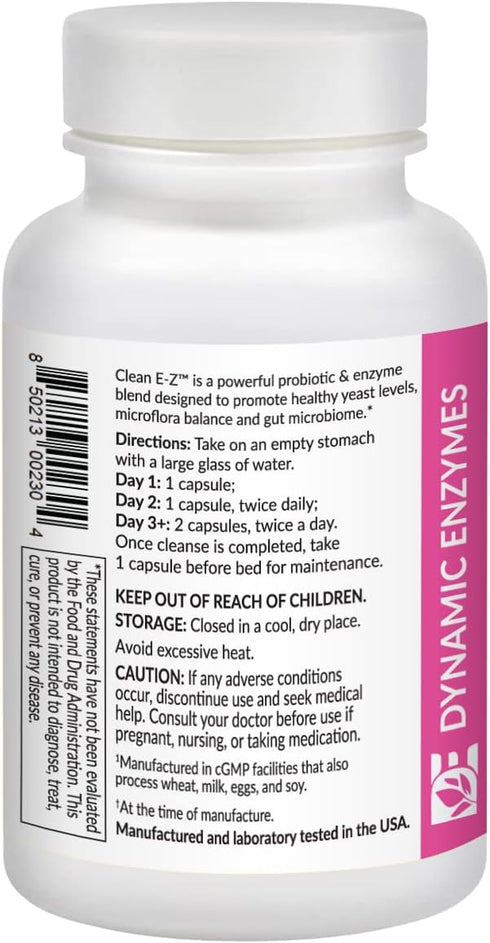 Clean E-Z Candida - Microflora Gut Balance, 60 Count, Probiotics & Digestive Enzymes