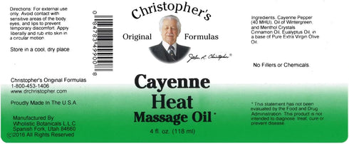 Christopher's Original Formulas Cayenne Heat Massage Oil, 4 Fluid Ounce