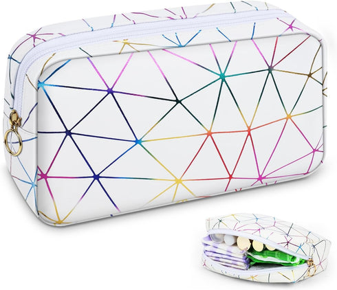 SIDESUGAR Tampon Holder for Purse Period Bag Waterproof Geometric PU Sanitary Napkin Storage