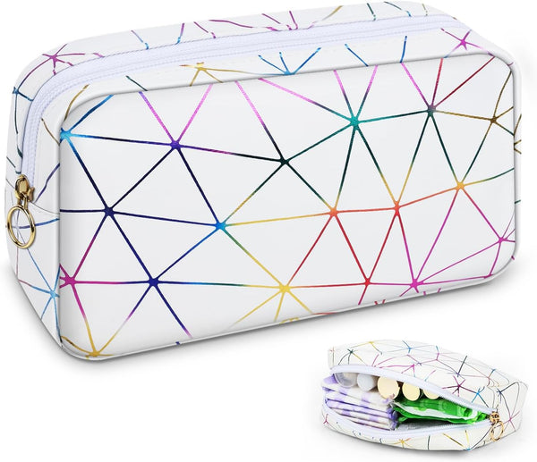 SIDESUGAR Tampon Holder for Purse Period Bag Waterproof Geometric PU Sanitary Napkin Storage