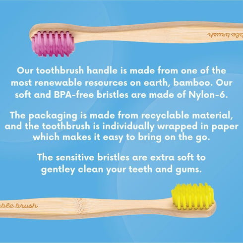 The Humble Co. Bamboo Toothbrushes (5pk) for Superior Oral Care, BPA Free, Ultra Soft Bristles