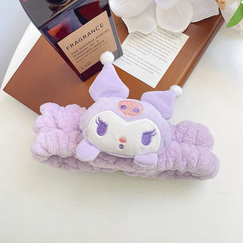 Kawaii Spa Headband for Washing Face, Cute Purple Headband for Makeup and Party