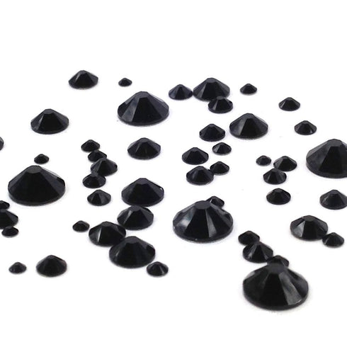 JET (280) 144 pcs Swarovski 2058/2088 Crystal Flatbacks Black Rhinestones Nail Art Mixed Sizes