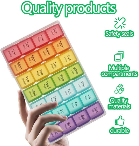 SHUNCHG 7 Organizer,4 Large Day Weekly Pill Times a Day with Moisture-Proof Design,Portable Pill Box with Double
