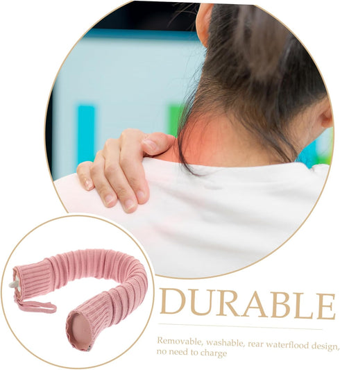 U Shape Neck Hot Water Bag with Plush Cover Safe Silica Gel Heating Pad for Neck and Shoulder Relief Wide Mouth Travel