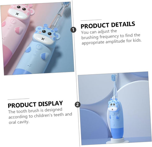 Set 4pcs ORFOFE Children's Electric Toothbrush Sonic Toothbrush for Boys and Girls Colorful Deer Design Battery Not