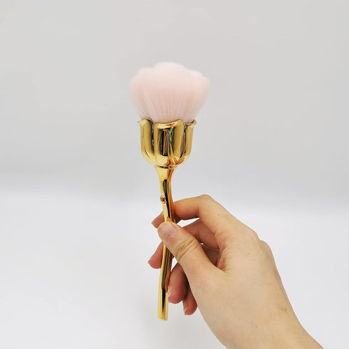 Nail Art Dust Powder Remover, Pink Rose Soft Brush for Acrylic Nail Arts Manicure Cleaning Makeup Brush Tools