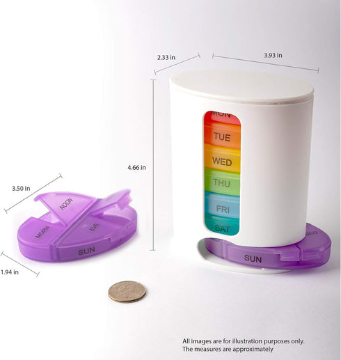 Deke Home 7 Day Pill Organizer - Stackable Weekly Pill Box, 4 Times a Day, Durable Hard Case, BPA Free