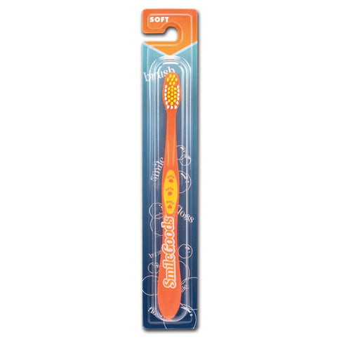 Practicon SmileGoods Y331 Child Toothbrush, Soft, Paw Print Grip, Assorted Colors, Bulk Pack of 72