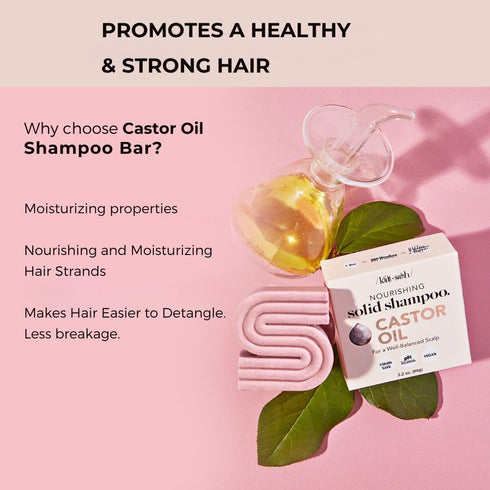 Kitsch Castor Oil Shampoo Bar - Vegan & All Natural Solid Shampoo for Hair Growth, 3.2oz, Made in USA