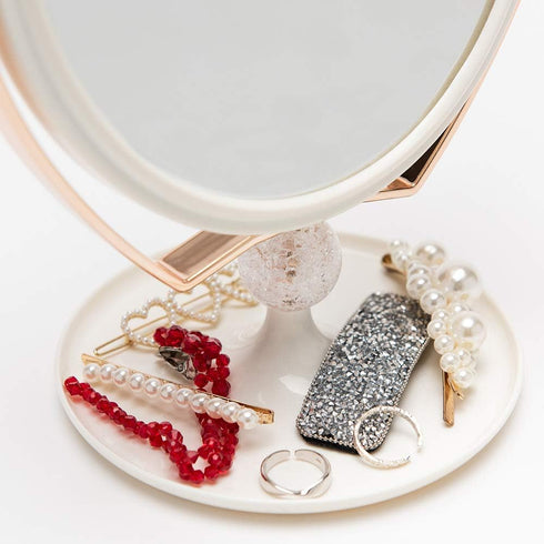 YEAKE 8" Oval Makeup Vanity Mirror, Double Sided 3X Magnification, 360° Swivel, ABS Plastic Cosmetic Table Mirror