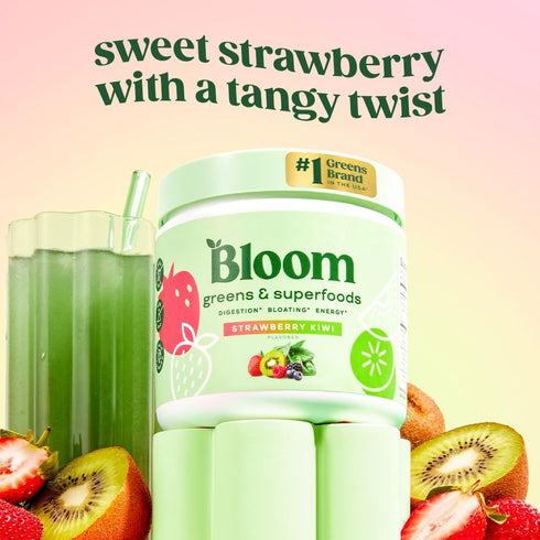 Bloom Nutrition Greens and Superfoods Powder for Digestive Health, 30 SVG, Strawberry Kiwi Flavor