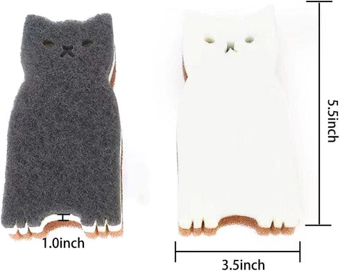 Kitchen Sponges Reusable, Cat Shape Dish Sponge, Non Scratch Heavy Duty, 4 Pack