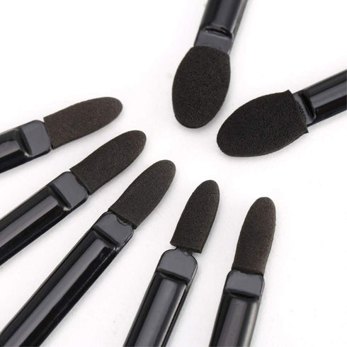 Professional Double Head Eyeshadow Brushes, 50 Pcs Disposable Dual Sides Sponge Makeup Applicator, Black