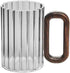 gY3pO5uK Drinking Glasses Glass Mugs with Wooden Handle, 11OZ Clear Borosilicate Drinking for