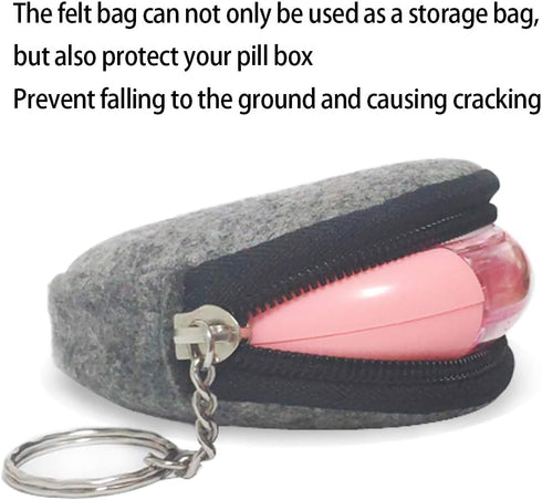 INVODA Portable Pill Box Storage Bag Soft Felt Zipper Pouch to Protect Medicine Cases from Breakage & Scattering Light