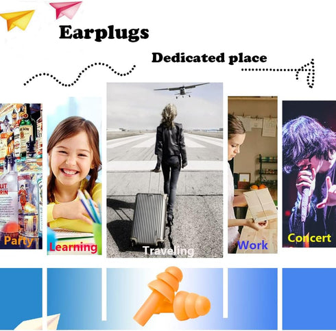 Earplugs for Sleeping, Reusable Noise Cancelling Silicone Ear Plugs, 8 Pairs for Sleeping, Swimming, Concerts