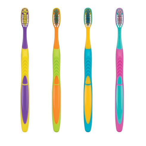SmileGoods Y321 Youth Toothbrush, 32 Tuft, Soft Bristle, Assorted Colors, Bulk Pack of 72