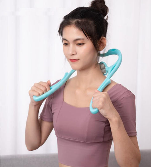 Round Blue Manual Neck Massager for Neck and Spine Relief