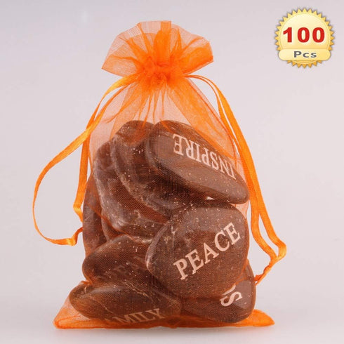PMLAND 100 Pcs Organza Mesh Drawstring Bags, 4 x 6 Inches for Jewelry Party Favors, Orange