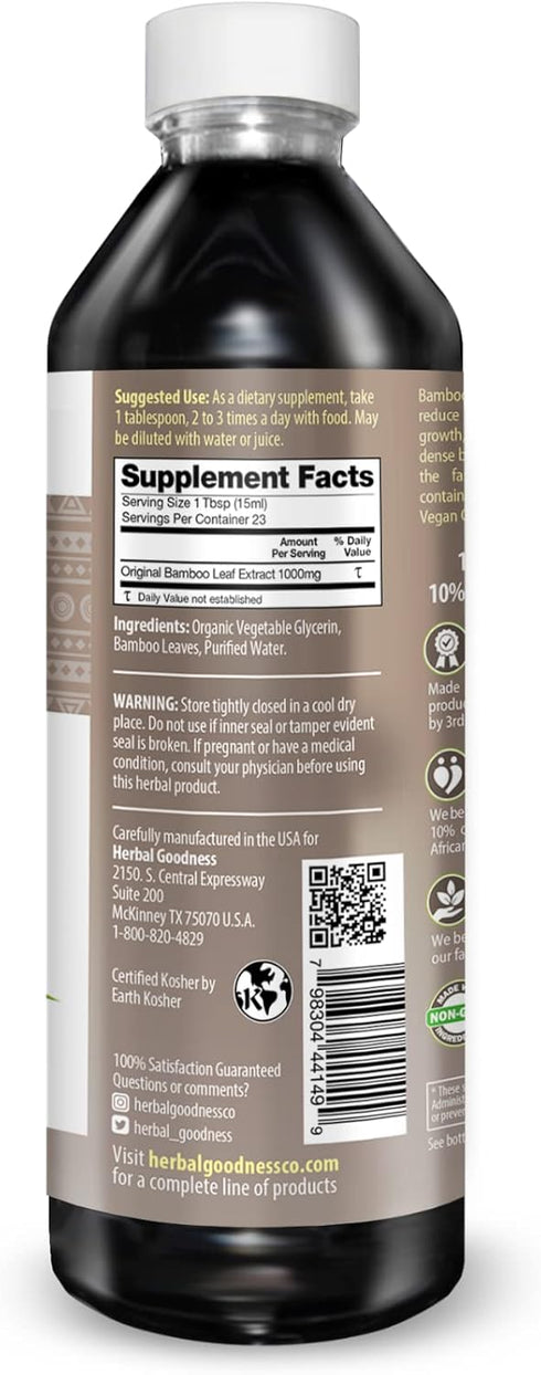 Herbal Papaya Bamboo Silica Supplements, Organic Extract 12oz for Hair, Skin, Nails, Bone Support
