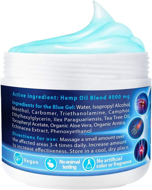 Hemp Gel Cryotherapy - High Strength Hemp Oil Formula Rich in Natural Extracts. Helps Soothe Feet, Knees, Back, Shoulders - Max Strength & Efficiency - Made in USA