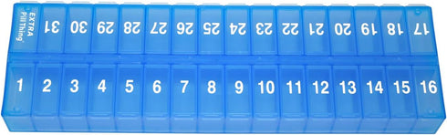 AM PM 31 Day Monthly Pill Planner Organizers - Large Compartment Pill Boxes for Entire Month (AM/PM Clear & Blue)