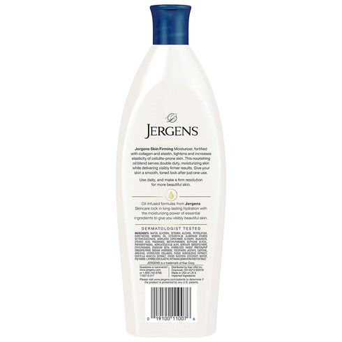 Jergens Skin Firming Body Lotion, Dry Skin Moisturizer with Collagen and Elastin, Deep Moisture, Dermatologist Tested, White 8 Ounces (Pk of 2)