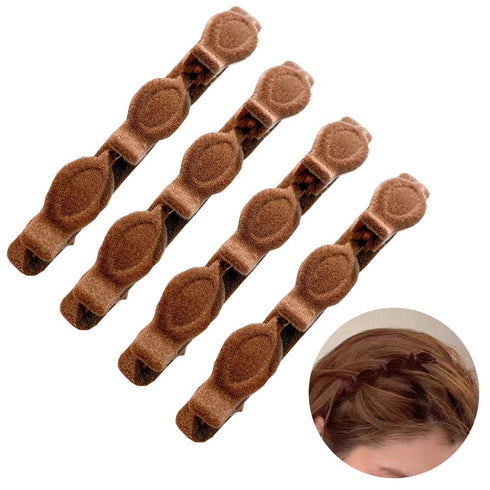 Retro Braided Hair Styling Clips, 4-Pack Multi-Layer Hollow Woven Hairpins for Women