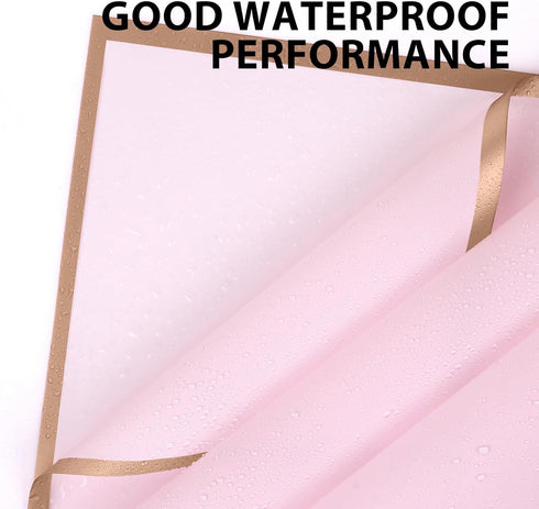 20 Sheets Waterproof Flower Wrapping Paper, Pastel Pink Floral Bouquet Packaging Paper for DIY Gift Crafts