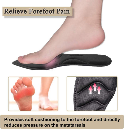 Shoe Insoles Women, Breathable Arch Support Insoles, 5D Sponge Comfort Insoles and High Heel Inserts (Black)