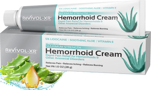 Hemorrhoid Cream - Maximum Strength 5% Lidocaine Numbing for Rapid Pain Relief, USA Made (Standard Care)