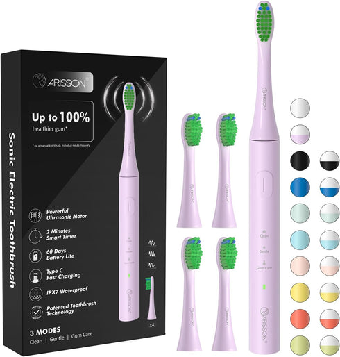 ARISSON Sonic Electric Toothbrush for Adults and Kids, 40,000 VPM, Cotton Candy - 1.5H Fast Charge