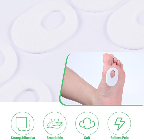 WILLBOND 60 Pcs Callus Pads Soft Felt Oval Shape Corn Pads for Foot Pain Relief, Adhesive Foot Corn Pads for Men and