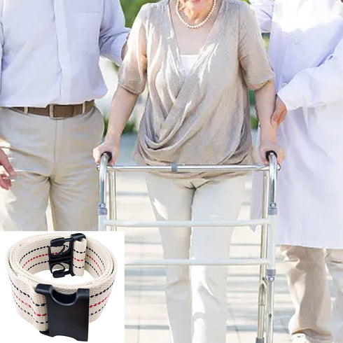 LAMBOX Walking Transfer Gait Belt, Standing Aids with Quick Release Buckle for Seniors, Elderly, Caregiver (Beige 60“)