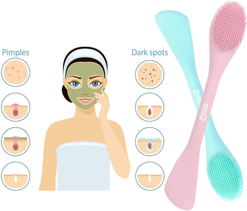 MSQ Silicone Face Mask Brush, 2 Pack Soft Facial Cleansing Scrubber for Skincare