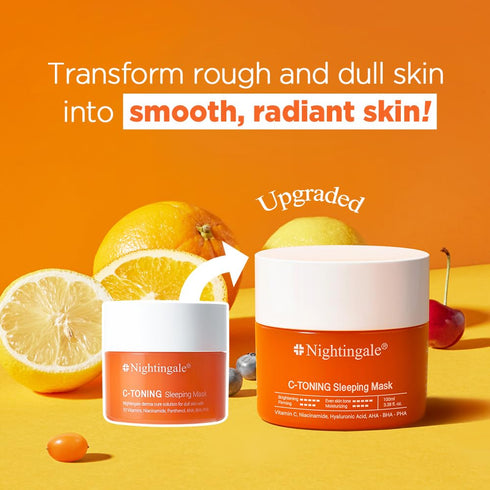 Nightingale C Toning Sleeping Mask, Overnight Face Mask with Vitamin C, Niacinamide, AHA, BHA, PHA