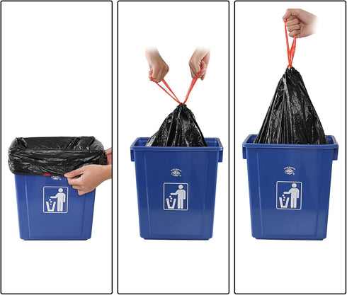 5 Gallon Bathroom Trash Bags with Drawstring, 104 Counts, Small Drawstring Garbage Bags, Black